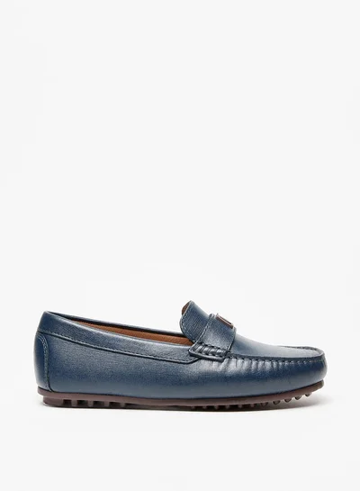سيد دوتشيني Boys Solid Slip-On Moccasins with Braid Trim Accent and Stitch Design