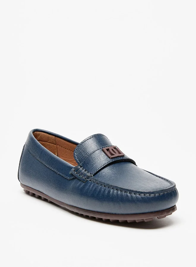 سيد دوتشيني Boys Solid Slip-On Moccasins with Braid Trim Accent and Stitch Design