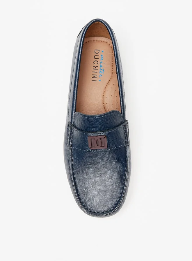 سيد دوتشيني Boys Solid Slip-On Moccasins with Braid Trim Accent and Stitch Design