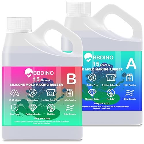 BBDINO Shore 15A Platinum Silicone Mold Making Starter Kit 3Hour Fast Cure 30Min Pot Life 388 oz 11 Mix Ratio Tools Included - Image 1