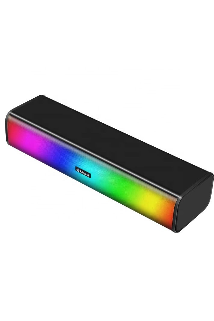 Kisonli i-630 Soundbar Speaker Multimedia Wired RGB –  3W*2.0 Channel speaker (Total 6W) – Wired USB 2.0 Power + 3.5 mm audio plug  – Dynamic RGB Lighting for Gaming / Music/ Computer and Laptop , Mobile | Black - Image 5