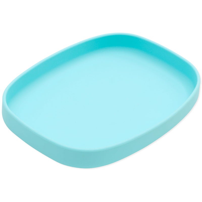 Bumkins Toddler and Baby Suction Plate, Silicone Grip Dish Large Tray for Big Kids, Fits Most Highchairs, Essential Children Feeding Supplies, Non Skid Sticky Bottom, Platinum Silicone, Blue - Image 1