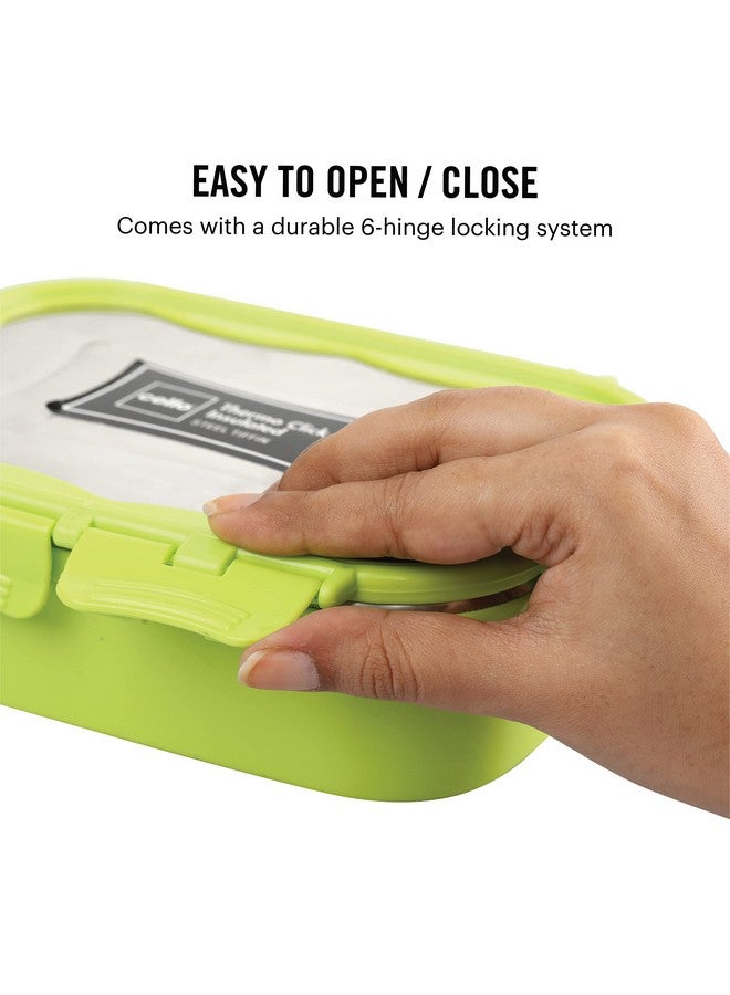 Cello CELLO Thermo Click Big Steel Insulated Lunch Box, Green | Tiffin for Men & Women | Snacks Tiffin for Kids | Leak-Proof & Unbreakable Lid with 4 Sided Click Lock | Ideal for Office, School, College  - Image 5