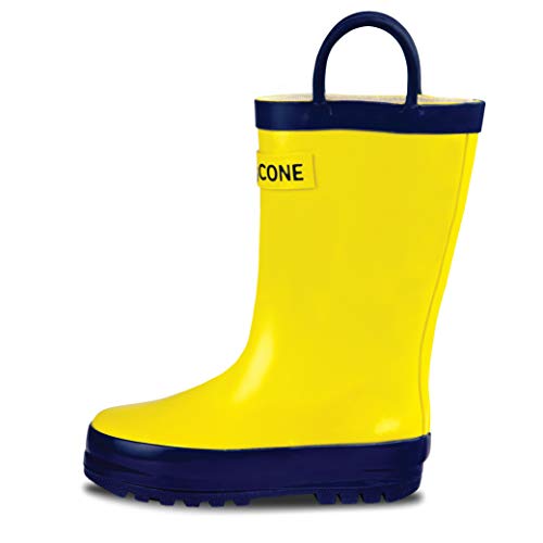 LONECONE Lone Cone Rain Boots with Easy-On Handles in Solid Colors for Boys and Girls, Play-Proof Flexible Rubber, Durable Non-Slip Treads, Kid-Friendly for Hours of Joy - Classic Yellow, 8 Toddler - Image 1