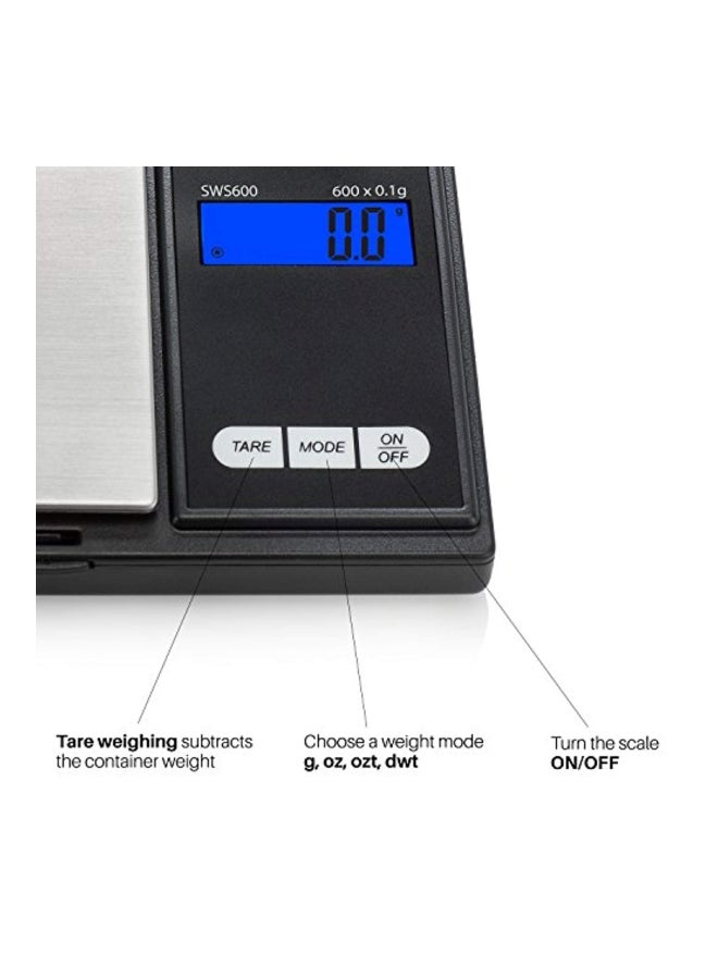 Smart Weigh SWS600 Elite Pocket Sized Digital Gram Scale,Jewelry Scale,Gram Scale,Nutrition Kitchen Scale, School Scale with Slim Design 600 x 0.1g, Black - Image 3