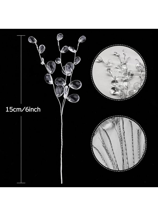 Generic Generic 50 Pieces Crystal Bud Branches, Artificial Bouquets with Acrylic Bead Drop Flower Stem Branches Beaded String Bridal Picks for Wedding DIY Crafts Home Easter Decor, Sliver - Image 4
