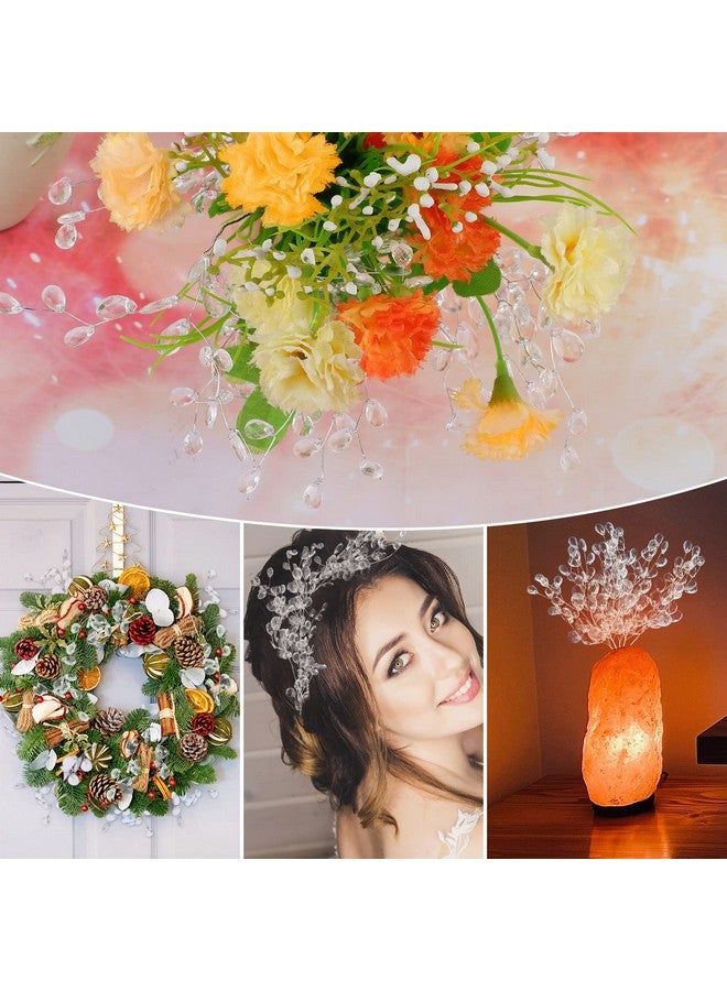 Generic Generic 50 Pieces Crystal Bud Branches, Artificial Bouquets with Acrylic Bead Drop Flower Stem Branches Beaded String Bridal Picks for Wedding DIY Crafts Home Easter Decor, Sliver - Image 2