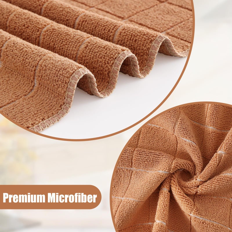 Homaxy Homaxy Microfiber Kitchen Towels and Dishcloths Set  12 Pack Soft and Absorbent Dish Hand Towels Bulk  28 x 16 Inch & 12 x 12 Inch Quick Drying Rags for Washing Dishes  Camel  - Image 2