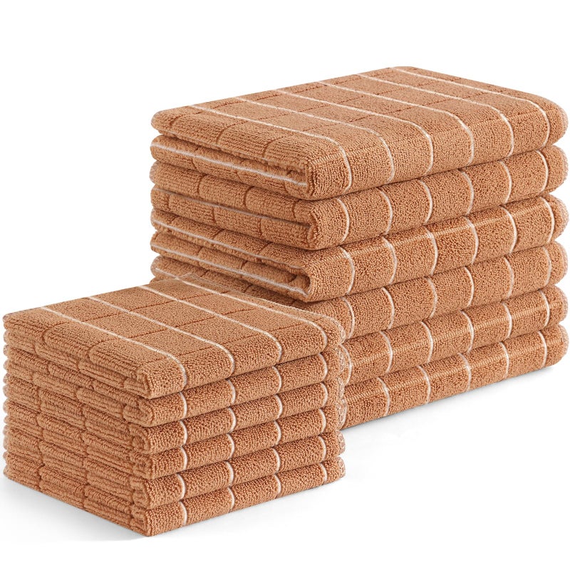 Homaxy Homaxy Microfiber Kitchen Towels and Dishcloths Set  12 Pack Soft and Absorbent Dish Hand Towels Bulk  28 x 16 Inch & 12 x 12 Inch Quick Drying Rags for Washing Dishes  Camel  - Image 1