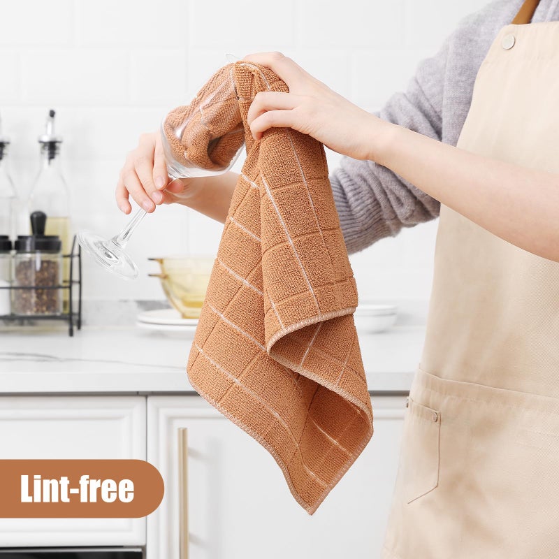 Homaxy Homaxy Microfiber Kitchen Towels and Dishcloths Set  12 Pack Soft and Absorbent Dish Hand Towels Bulk  28 x 16 Inch & 12 x 12 Inch Quick Drying Rags for Washing Dishes  Camel  - Image 4