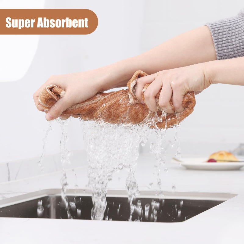 Homaxy Homaxy Microfiber Kitchen Towels and Dishcloths Set  12 Pack Soft and Absorbent Dish Hand Towels Bulk  28 x 16 Inch & 12 x 12 Inch Quick Drying Rags for Washing Dishes  Camel  - Image 3