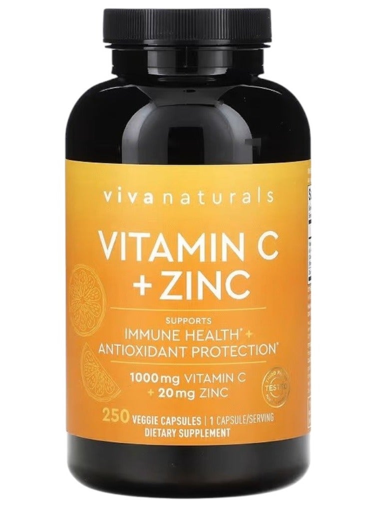 Viva Naturals Vitamin C + Zinc, 250 Veggie Capsules  - Image 3