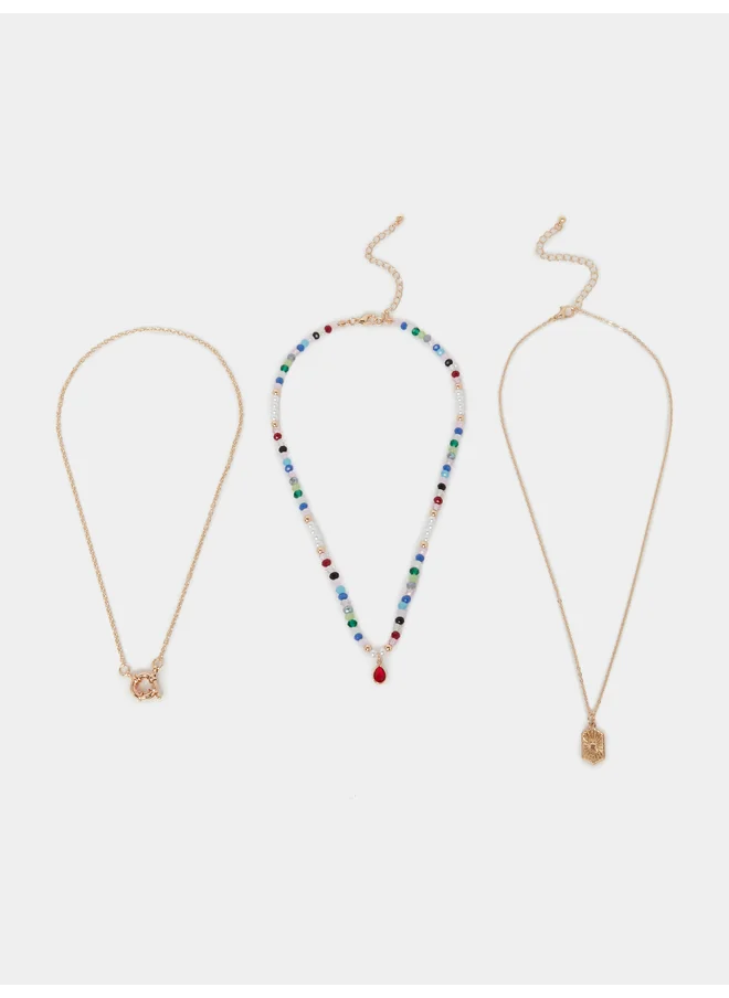 ستايلي Styli Pack of 3 - Beaded Necklace