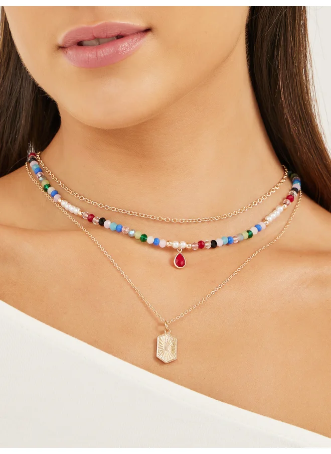 ستايلي Styli Pack of 3 - Beaded Necklace