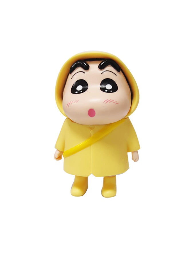 Q Version Cute Raincoat Kawaii Small Handheld Anime Figurine Toy Peripheral Trendy Car Ornament Desktop Gift-Color:Yellow Raincoat Xiaoxin - Image 1
