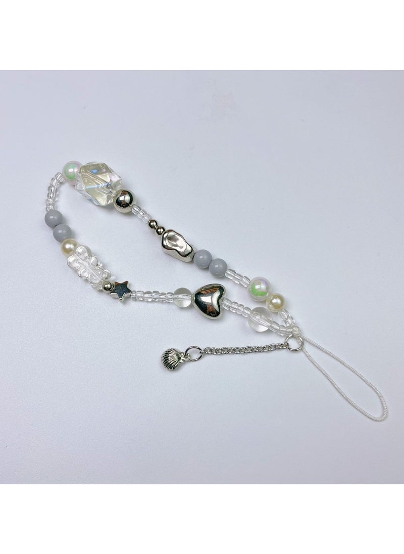 Generic Bear Shell Phone Lanyard Women's Beaded Keychain & Wristband for Phone Camera Wallet  - Image 2