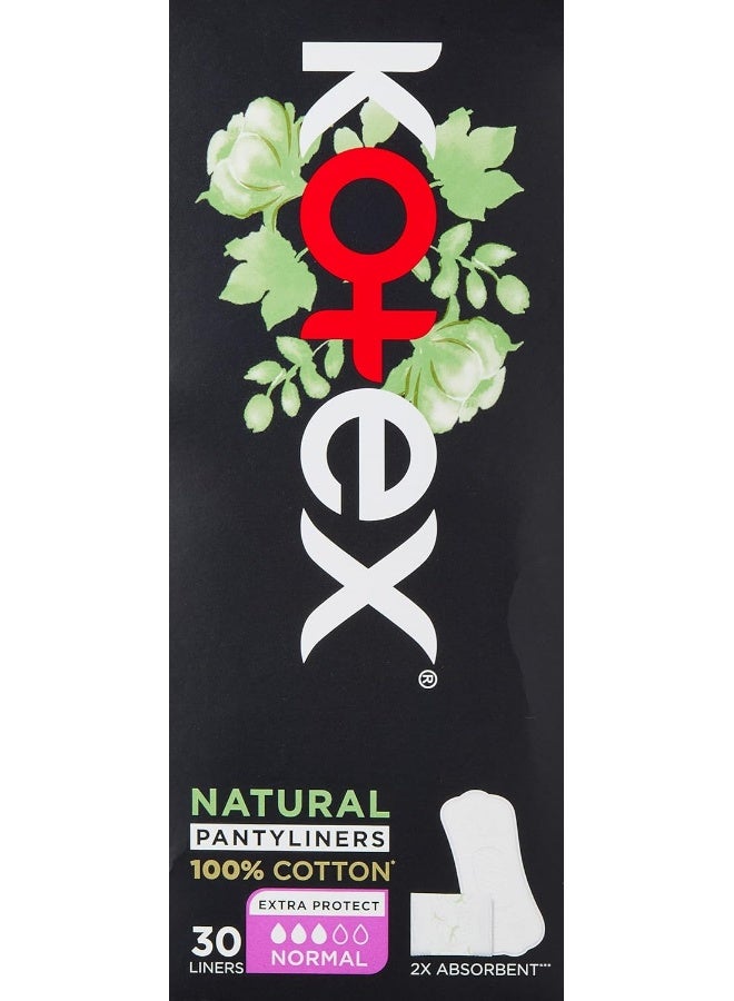 Kotex Natural Panty Liners, 100% Cotton, Normal Size, 30 Daily Panty Liners - Image 3