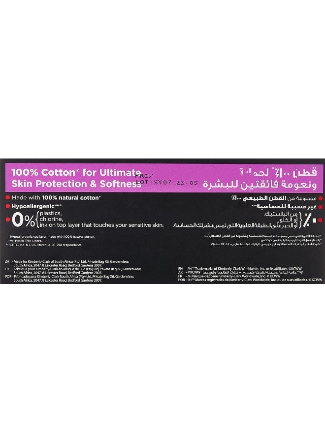 Kotex Natural Panty Liners, 100% Cotton, Normal Size, 30 Daily Panty Liners - Image 2