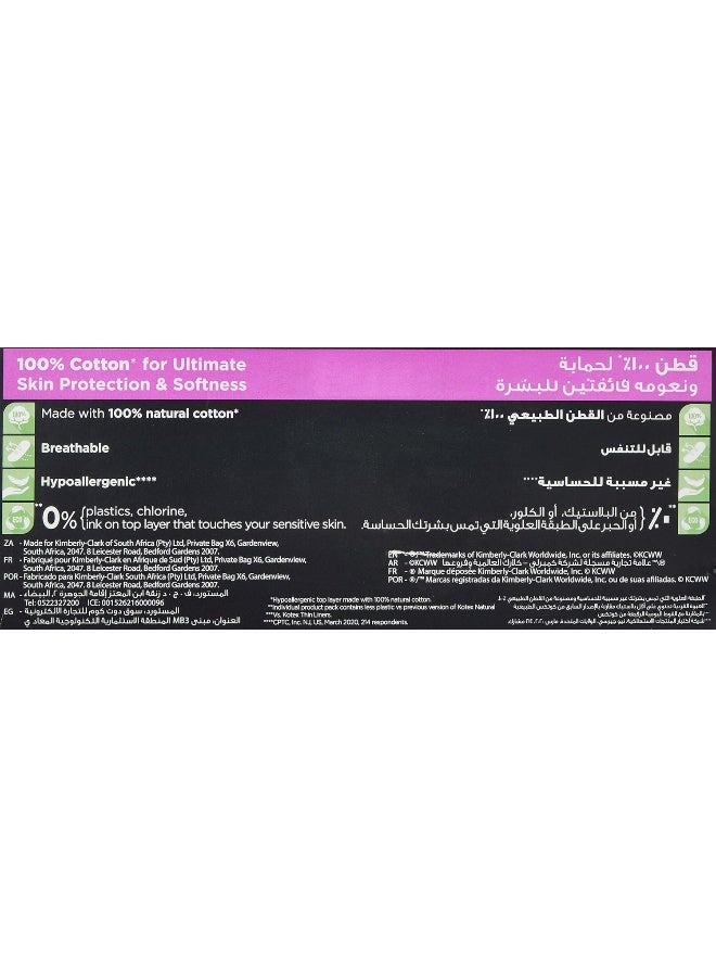 Kotex Natural Panty Liners, 100% Cotton, Normal Size, 30 Daily Panty Liners - Image 4