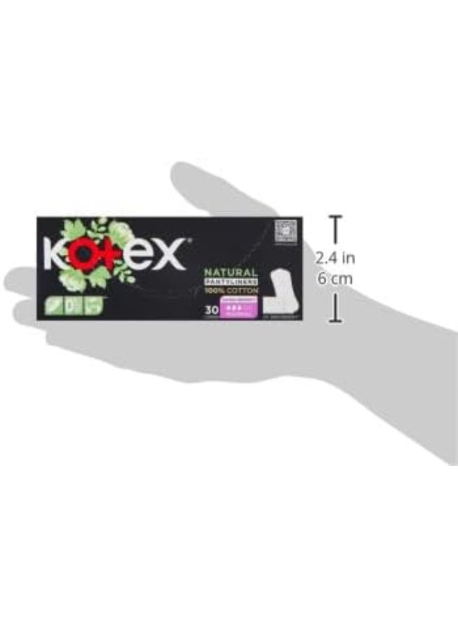 Kotex Natural Panty Liners, 100% Cotton, Normal Size, 30 Daily Panty Liners - Image 5