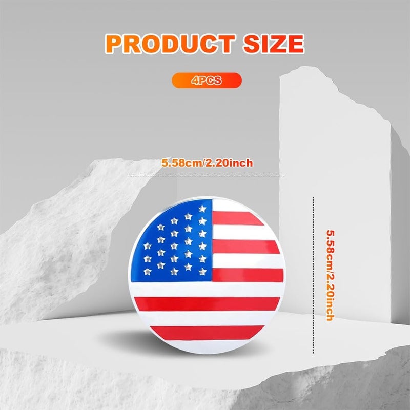 HEVLE 4PCS American Flag Wheel Center Caps, Center Caps for Rims, Car Wheel Center Rims Stickers Decals, Automotive Exterior Accessories Waterproof & Rustproof Wheel Hub Cap for Car (Colorful) - Image 2