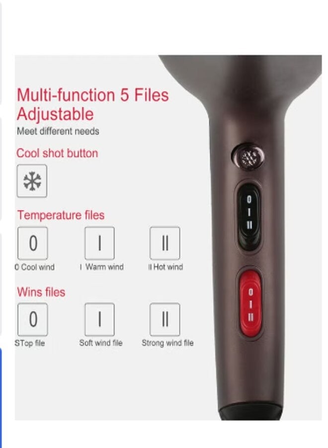 عام مجفف شعر متعدد الوظائف مزود بفوهة لتجميع الرياح أسود 32x10.5x25سم - Image 3