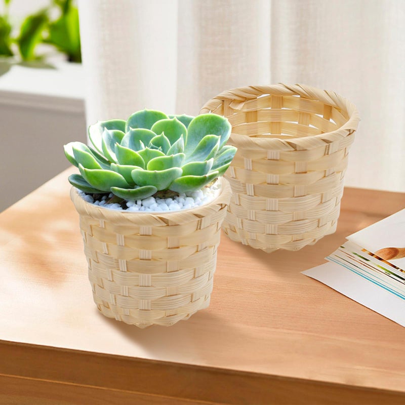 MDEOOSKY 12pcs Mini Woven Bamboo Basket Desktop Clutter Little Baskets Organiser 2.2 x 2.9Inch Small Wicker Baskets for Home Office Table Party Favors Crafts Decoration - Image 4