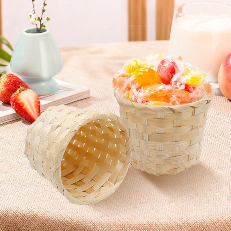 MDEOOSKY 12pcs Mini Woven Bamboo Basket Desktop Clutter Little Baskets Organiser 2.2 x 2.9Inch Small Wicker Baskets for Home Office Table Party Favors Crafts Decoration - Image 5