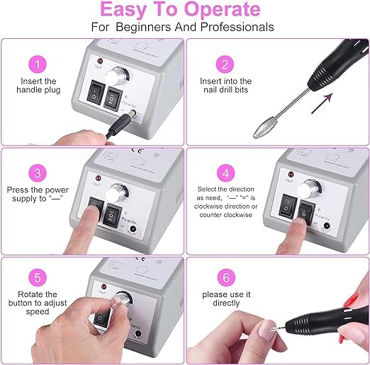 Qtavia Electric Nail Drill 30000rpm Professional Nail Drill Machine Compact Electrical Nail File Kit for Acrylic Gel Nails Efile Drill for Manicure and Pedicure Salon Use - Image 3