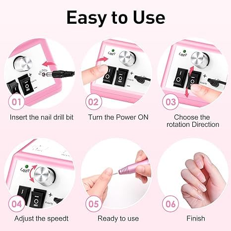 Qtavia Electric Nail Drill 30000rpm Professional Nail Drill Machine Compact Electrical Nail File Kit for Acrylic Gel Nails Efile Drill for Manicure and Pedicure Salon Use - Image 5