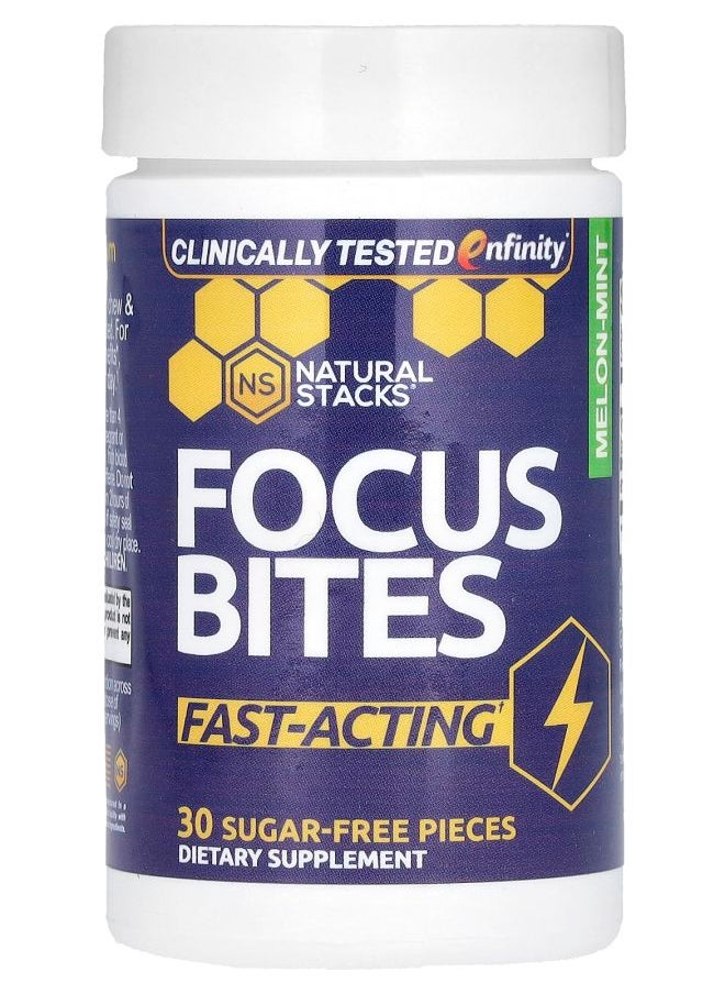 Natural Stacks - Focus Bites MelonMint 30 SugarFree Pieces - Image 1
