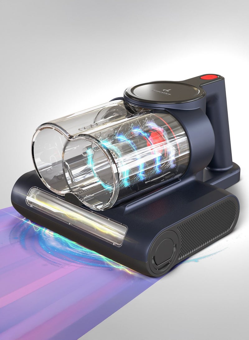 دوماستيكا مكنسة السرير المحمولة Dustro للاستخدام المنزلي مزوّدة بضوء UV-C، بقوة شفط عالية تصل إلى 13000 باسكال لإزالة الغبار وعتة الفراش | مكنسة مراتب مزودة بالاهتزاز، فلتر HEPA، سرعة 45000 دورة في الدقيقة، موجات فوق صوتية وهواء ساخن بدرجة 60° مئوية. - Image 1