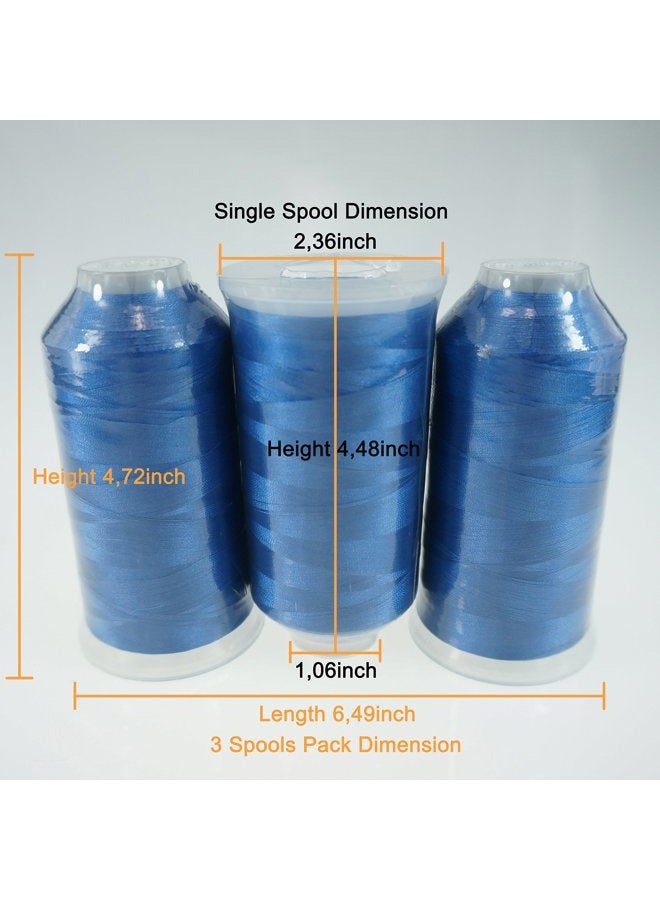 New brothread s - 40 Options- Various Assorted Color Packs of Polyester Embroidery Machine Thread Huge Spool 5000M for All Embroidery Machines -3xBlue - Image 2