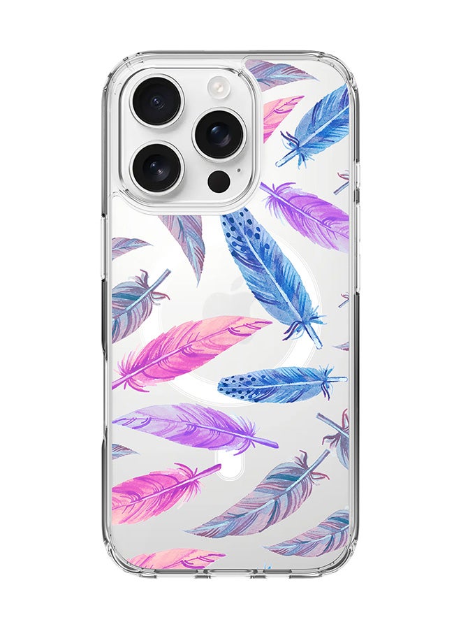 Stylizedd For iPhone 16 Pro Case [Compatible with MagSafe] Slim Magnetic cover Clear Phone Case - Feather Colors - Image 1