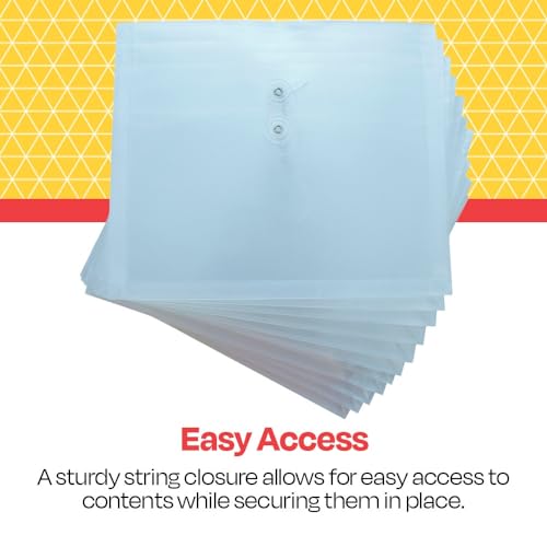 School Smart Expanding Poly String Envelopes, Letter Size, Side Load, Clear, Pack of 12 - Image 5