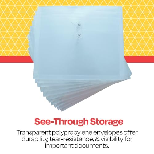 School Smart Expanding Poly String Envelopes, Letter Size, Side Load, Clear, Pack of 12 - Image 3