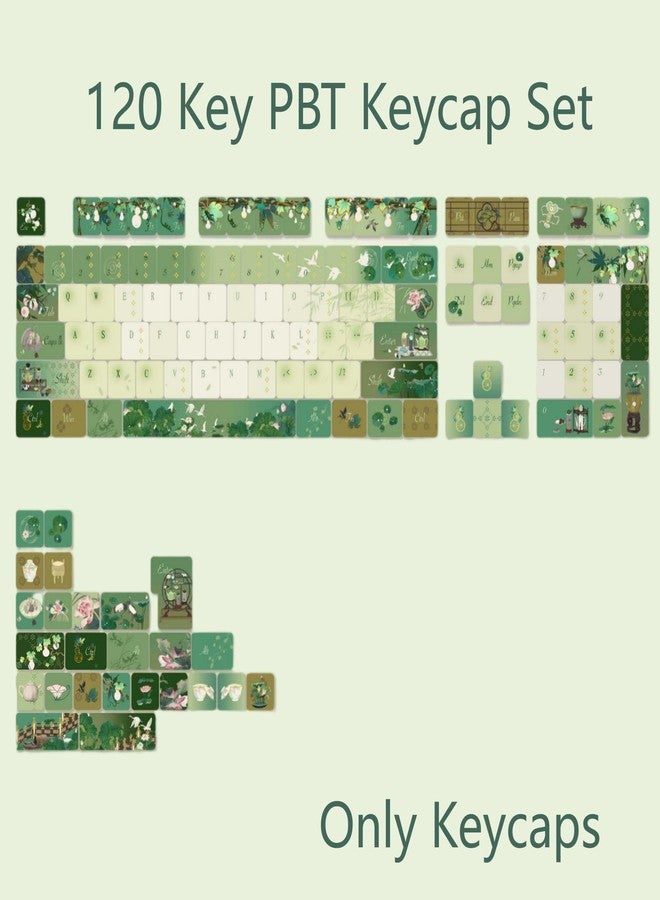 COOMICKEY Green White keycap 120 Key Dye Sub PBT keycaps 60% 75% 100% Cute keycaps MOA Profile Custom Keyboard Keycap Set Compatible with US UK Layout Mechanical Keyboard - Image 2