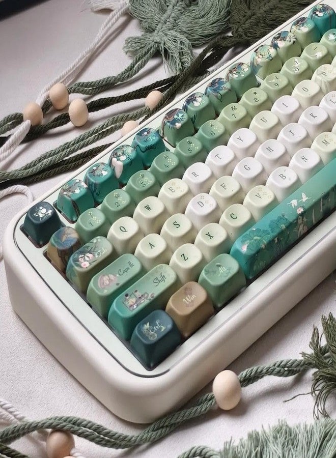 COOMICKEY Green White keycap 120 Key Dye Sub PBT keycaps 60% 75% 100% Cute keycaps MOA Profile Custom Keyboard Keycap Set Compatible with US UK Layout Mechanical Keyboard - Image 5