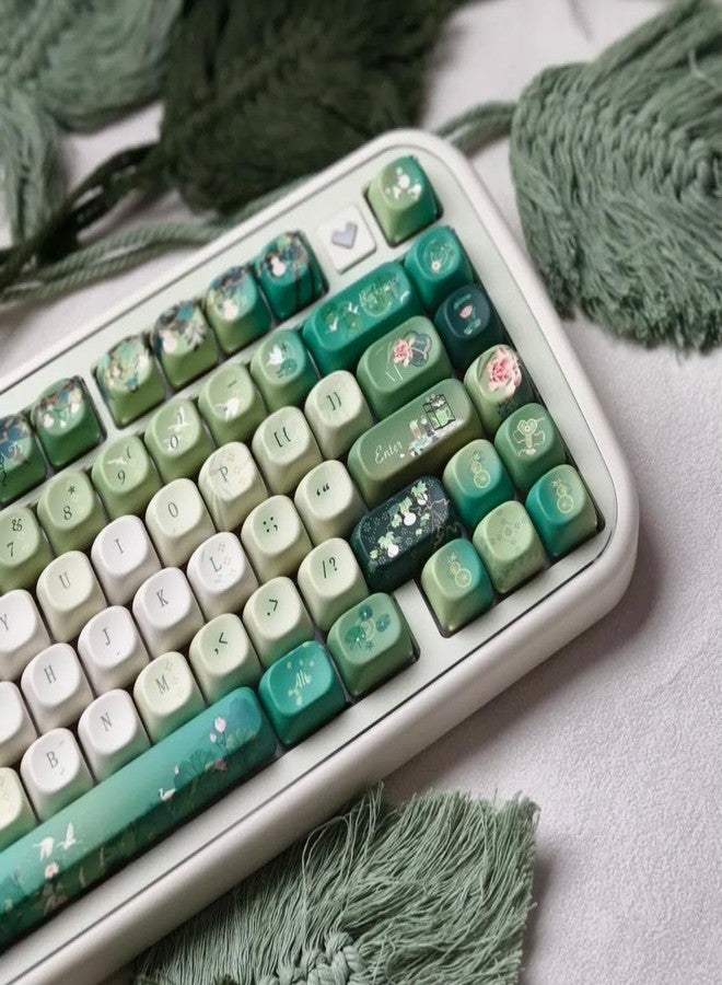 COOMICKEY Green White keycap 120 Key Dye Sub PBT keycaps 60% 75% 100% Cute keycaps MOA Profile Custom Keyboard Keycap Set Compatible with US UK Layout Mechanical Keyboard - Image 3