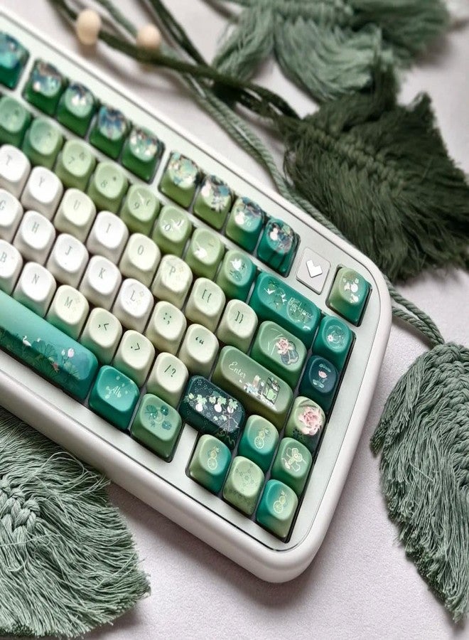 COOMICKEY Green White keycap 120 Key Dye Sub PBT keycaps 60% 75% 100% Cute keycaps MOA Profile Custom Keyboard Keycap Set Compatible with US UK Layout Mechanical Keyboard - Image 4