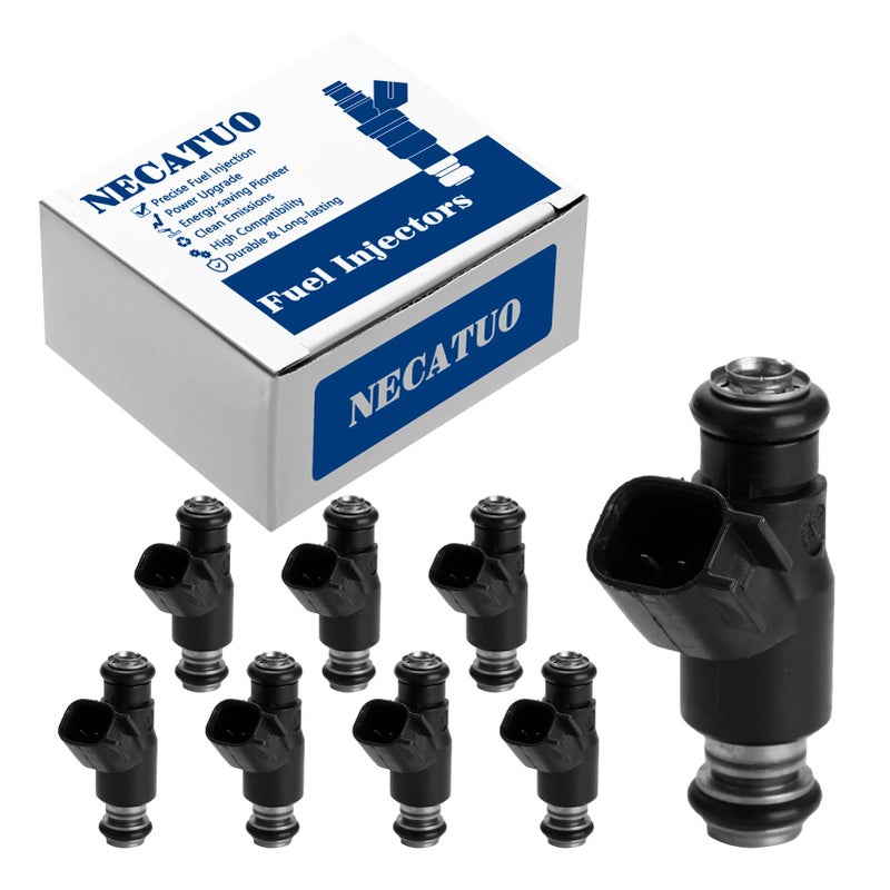 NECATUO Set of 8 Fuel Injectors Compatible with Chevrolet Express Suburban GMC Savana Sierra Yukon XL 1500 2500 3500 53L V8 Replaces FJ1061 12613411 2173411 - Image 2