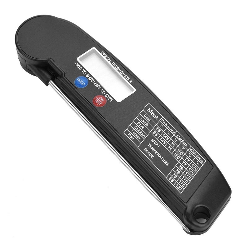 LCD Digital Food Thermometer BBQ Thermometer, Digital Meat BBQ with Foldable Probe Kitchen Cooking Grill Temp Tester (Black) - Image 5