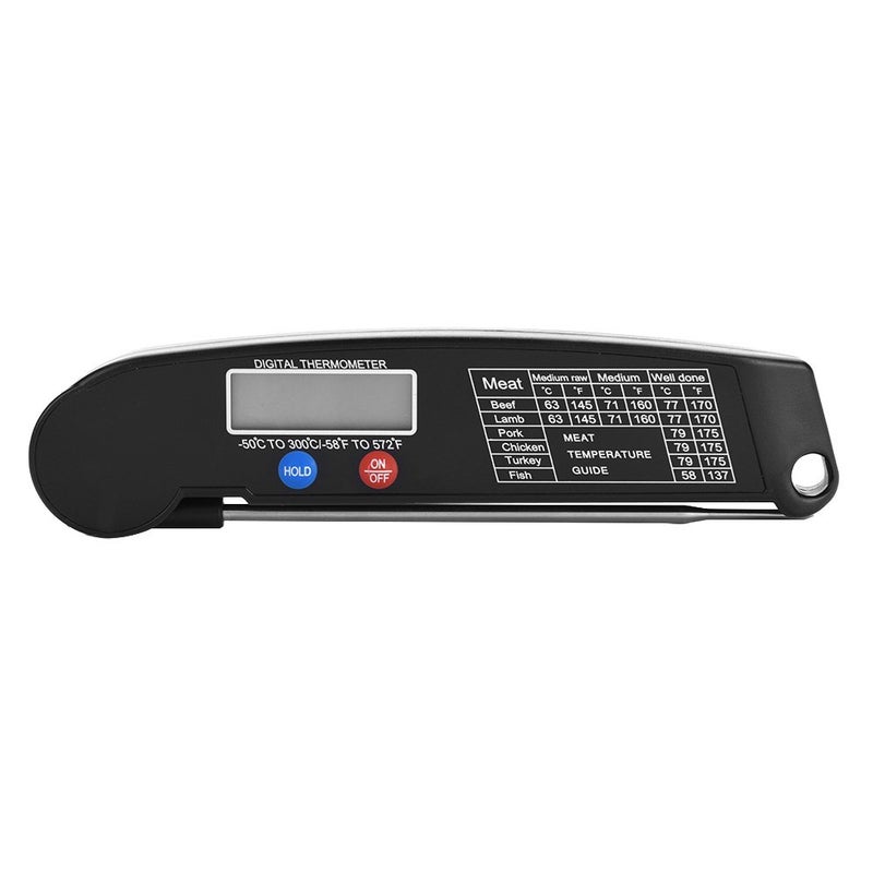 LCD Digital Food Thermometer BBQ Thermometer, Digital Meat BBQ with Foldable Probe Kitchen Cooking Grill Temp Tester (Black) - Image 3