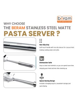 Beram Pasta Server Spoon, Matte Finish, Cooking Tool, Kitchen Utensils, Serving Spoon, Stainless Steel, Food Grade, Compact, Lightweight  - Image 4