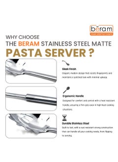 Beram Pasta Server Spoon, Matte Finish, Cooking Tool, Kitchen Utensils, Serving Spoon, Stainless Steel, Food Grade, Compact, Lightweight  - Image 3