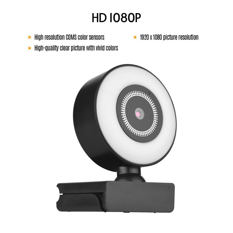 1080P USB Webcam: Black Compact Design - Plug And Play Fill Light Webcam For Video Conference Live Stream Online Teaching - Image 5