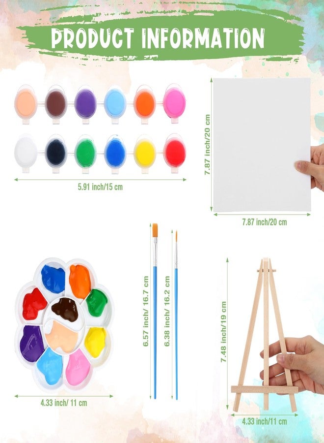 Qilery 24 Set 8 x 8 Inch Canvas Boards and Easel for Painting, Acrylic Paint Strips, Palettes, Brushes, Canvases Painting Kits for Kids Adults Artists Beginners Oil Acrylic Painting Party Favors - Image 2