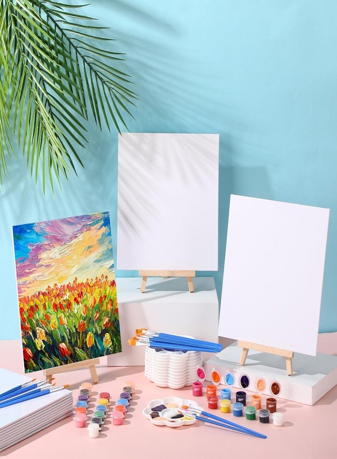 Qilery 24 Set 8 x 8 Inch Canvas Boards and Easel for Painting, Acrylic Paint Strips, Palettes, Brushes, Canvases Painting Kits for Kids Adults Artists Beginners Oil Acrylic Painting Party Favors - Image 5