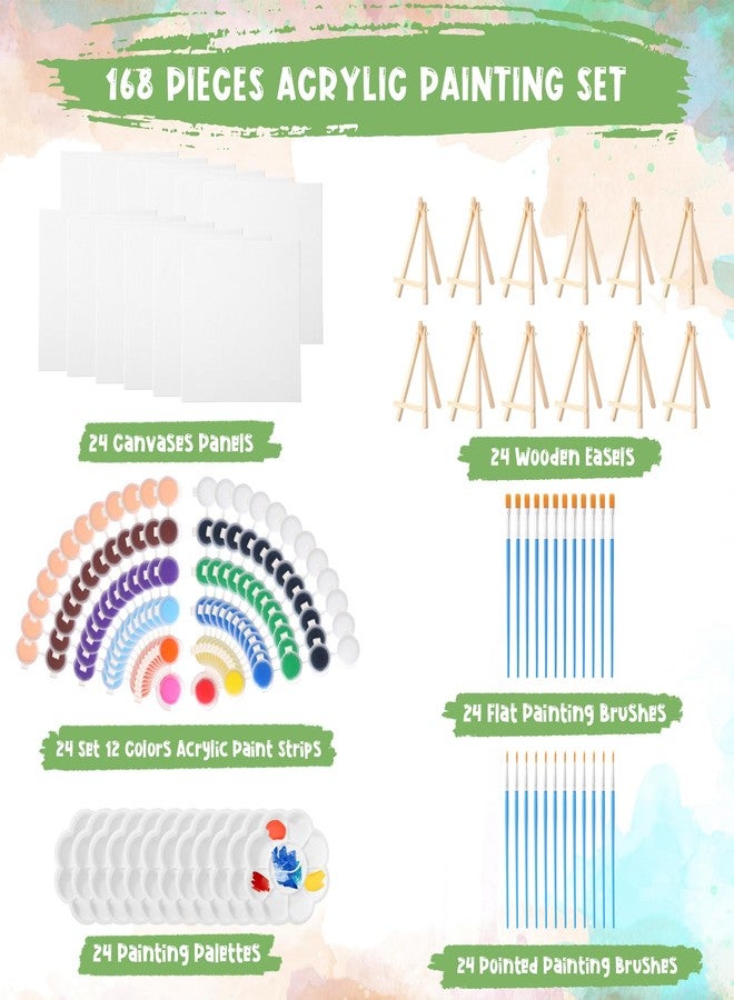 Qilery 24 Set 8 x 8 Inch Canvas Boards and Easel for Painting, Acrylic Paint Strips, Palettes, Brushes, Canvases Painting Kits for Kids Adults Artists Beginners Oil Acrylic Painting Party Favors - Image 3