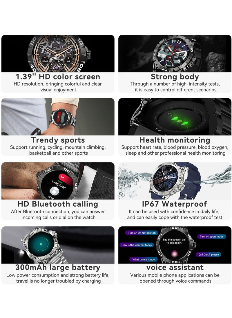 RollsTimi  - Men's Smartwatch with Heart Rate, Blood Oxygen, Sleep Monitor, IP67 Waterproof Bluetooth Calls, Fitness Tracker Sports Smart Watch for Android iOS - Image 1